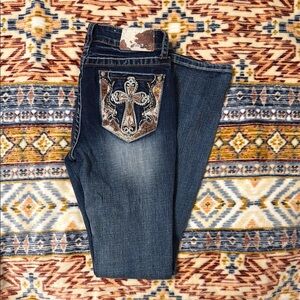 Embroidered Cross Blue Jeans